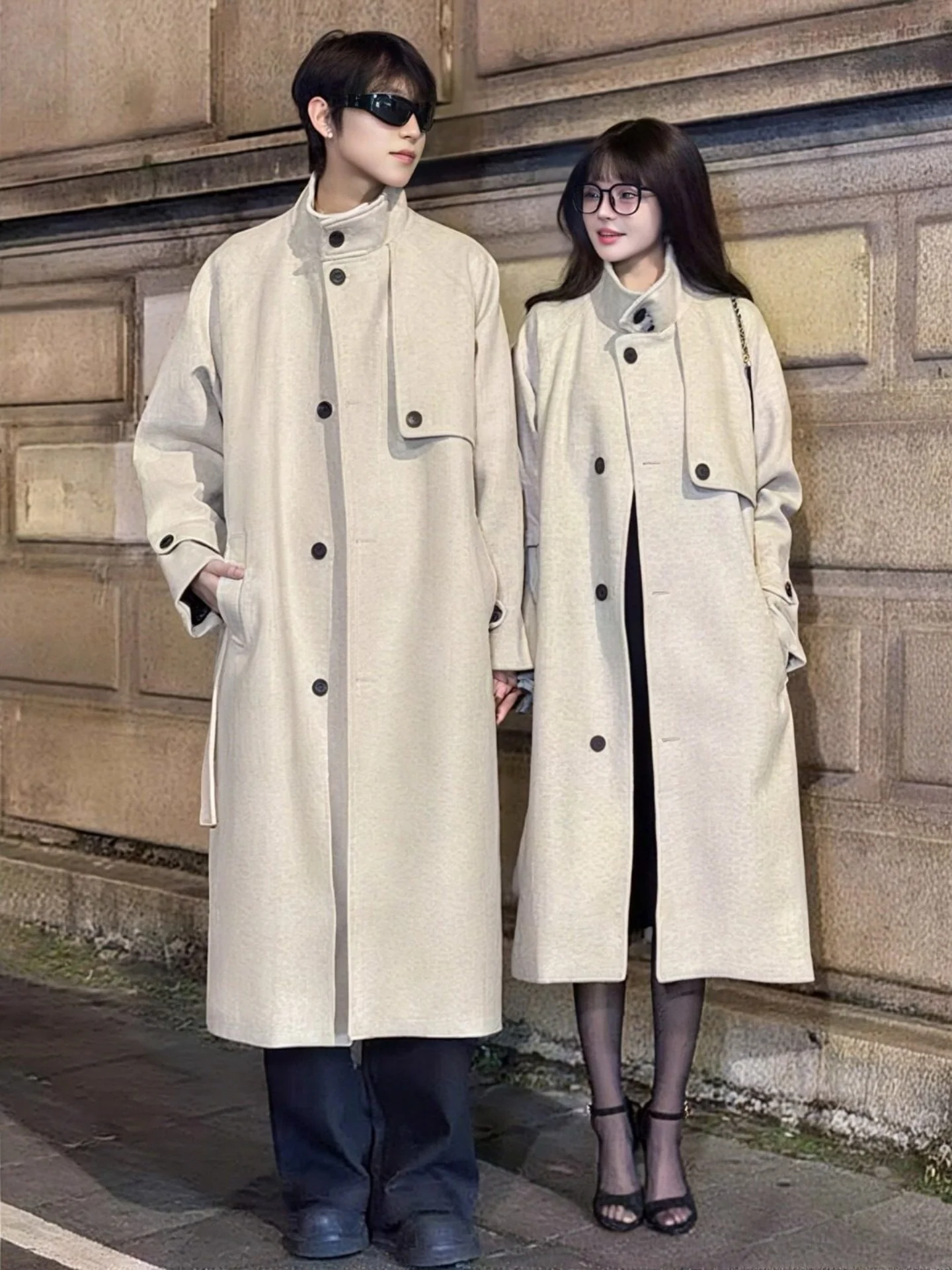 

Шерстяное пальто Thiened на одной пуговице, унисекс, зимнее, в корейском стиле, средней длины, модное, молодежное, теплое, верхняя одежда