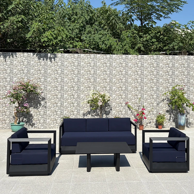 

Для роскошной алюминиевой уличной патио, садовая мебель, модульный диван, набор мебели для отеля, набор уличной мебели, вилла, терраса, черный