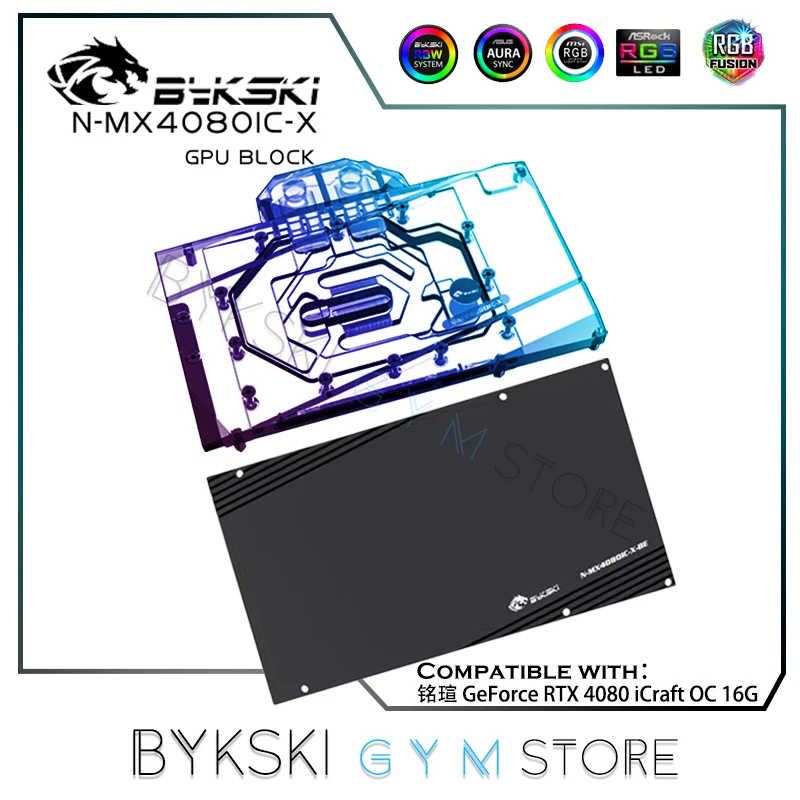 Bykski Graphics Card Watercooler For Maxsun RTX 4080 iCraft OC 16G GPU Water Block, 5V ARGB SYNC, N-MX4080IC-X