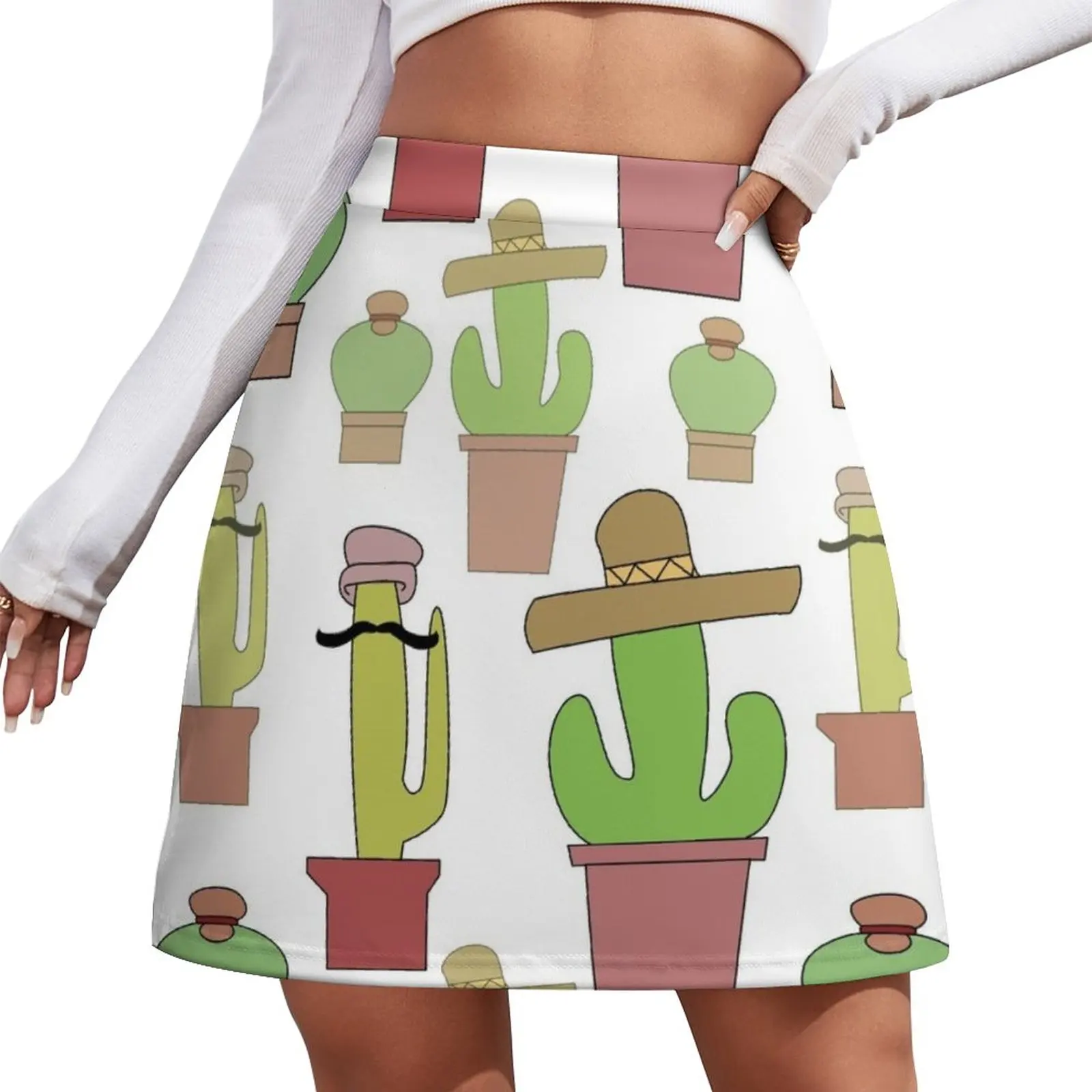 

Cactus with Hats! Hactus Mini Skirt luxury women's skirt Women's summer dress Miniskirt