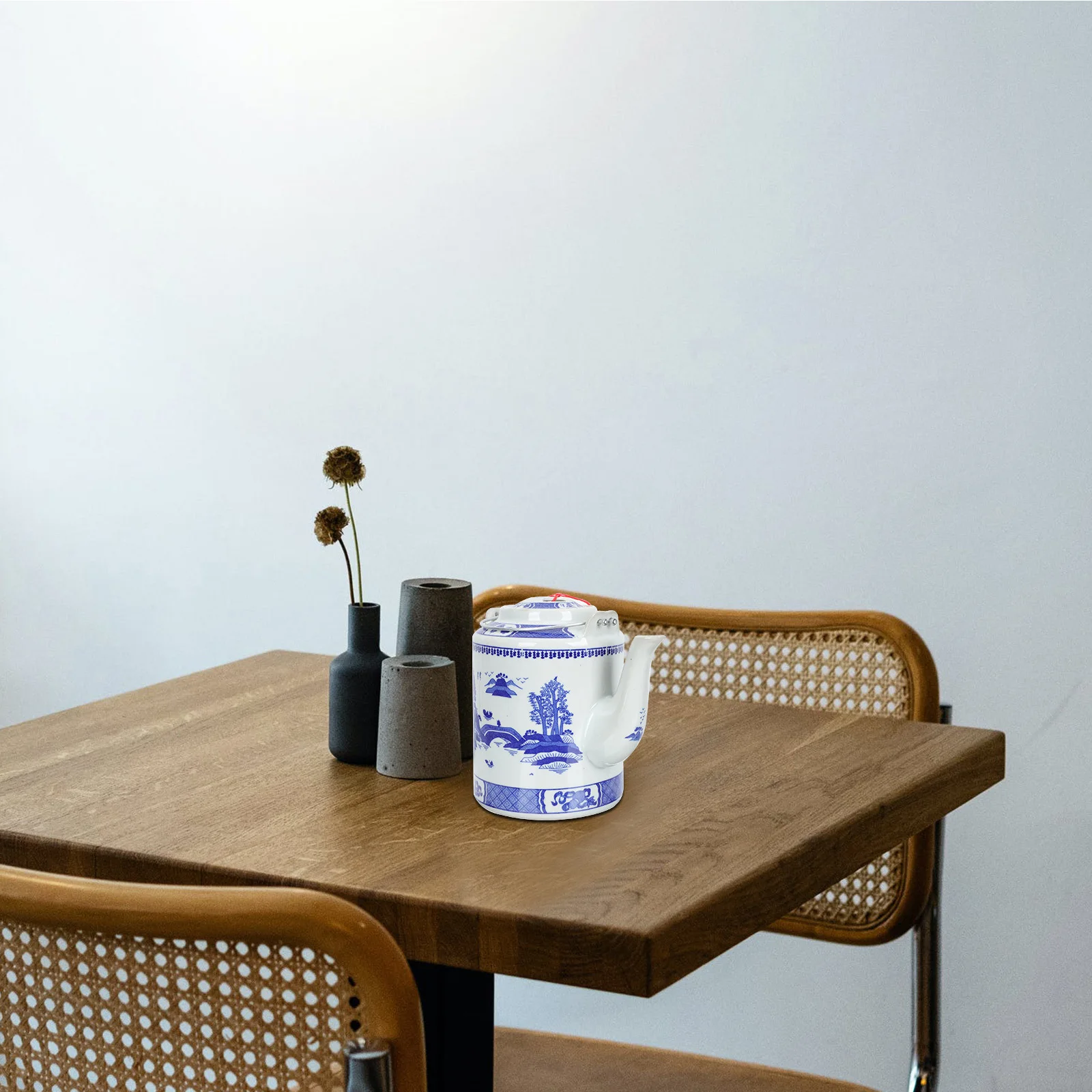 

Blue and White Porcelain Teapot Retro Design Large Capacity Kettle for Home Tea Serving and Outdoor Activities