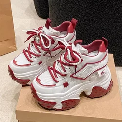 High Heels Chunky Sneakers Women Autumn Fashion Height Increasing Casual Shoes Woman Mesh Platform Vulcanize Shoes