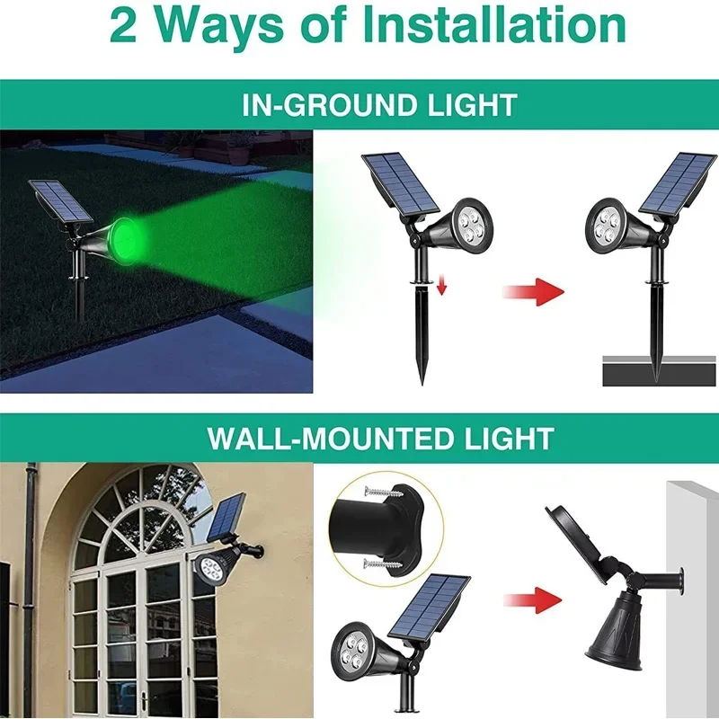 7/9 LED屋外ソーラースポットライト、明るさ調整可能、庭/裏庭/私道/芝生装飾照明用防水スポットライト