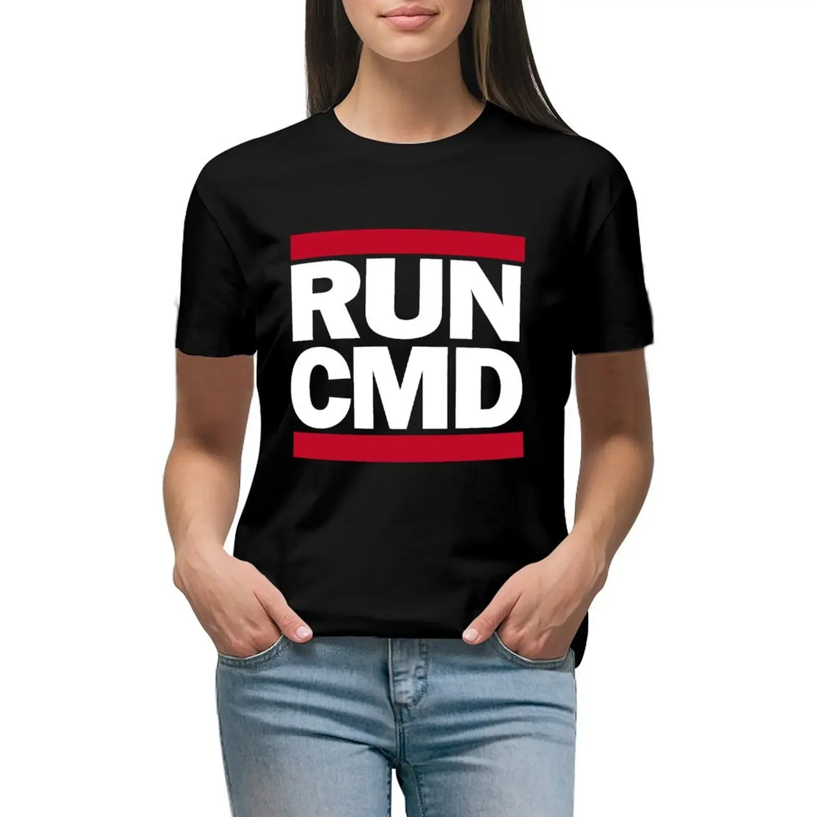 

RUN CMD Parody Classic T-Shirt heavyweights Short sleeve tee plain plain t shirts for Women