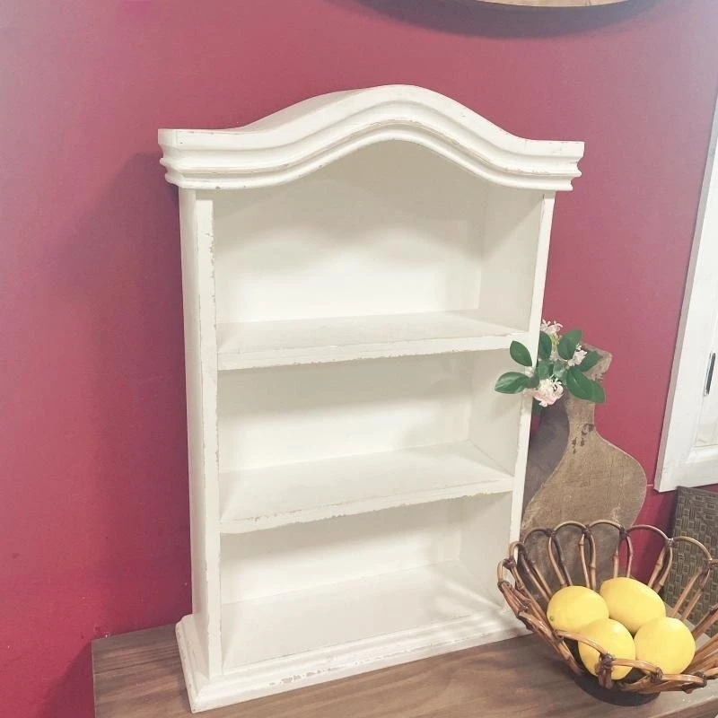 Vintage White Solid Wood Arched Door Shape 3 Level Wall Shelf for Cups Home Decoration