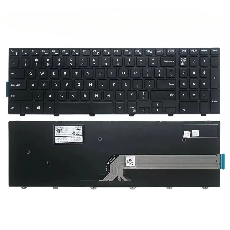 B=For Laptop keyboard with backlit  Dell Inspiron 15 5000 Series 15 5551 5552 5555 5558 5559 7559 US layout black color