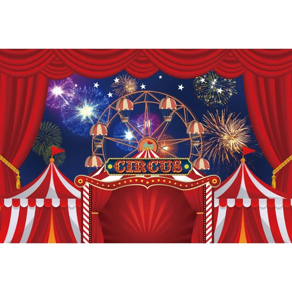 Circus Carnival Photography Backdrop Baby Birthday Circus Theme Party Balloon Clown Children Portrait Background Photo Studio