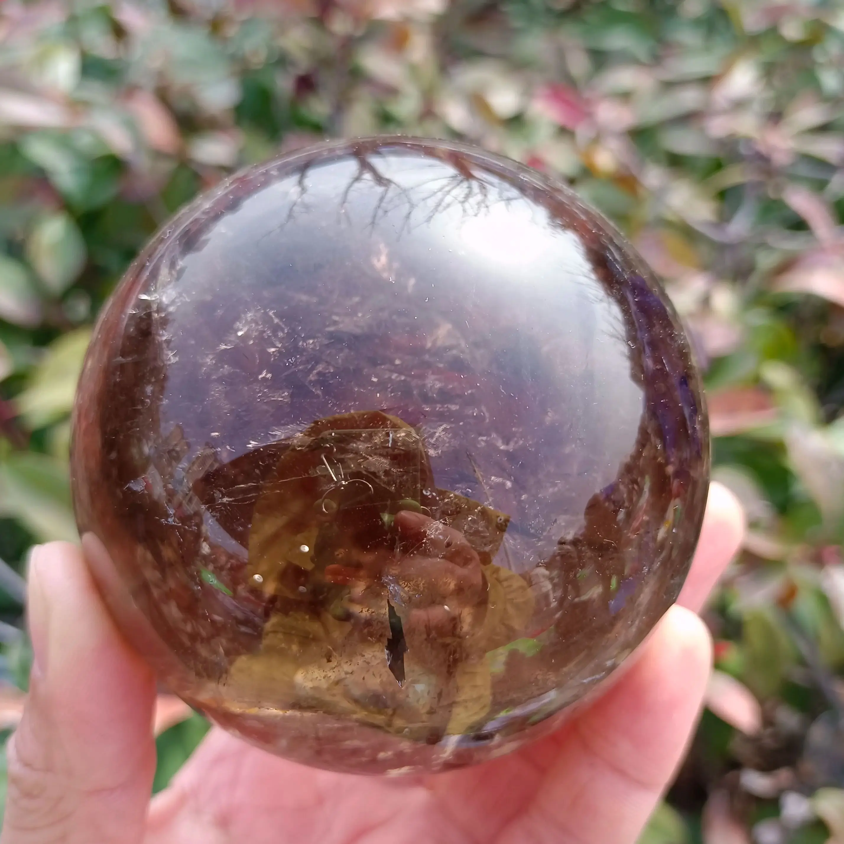 Natural Tawny Crystal Ball, Tawny Quartz Crystal Energy Ball, Mineral Reiki Healing Stone, Degaussing Magic Divination Ball