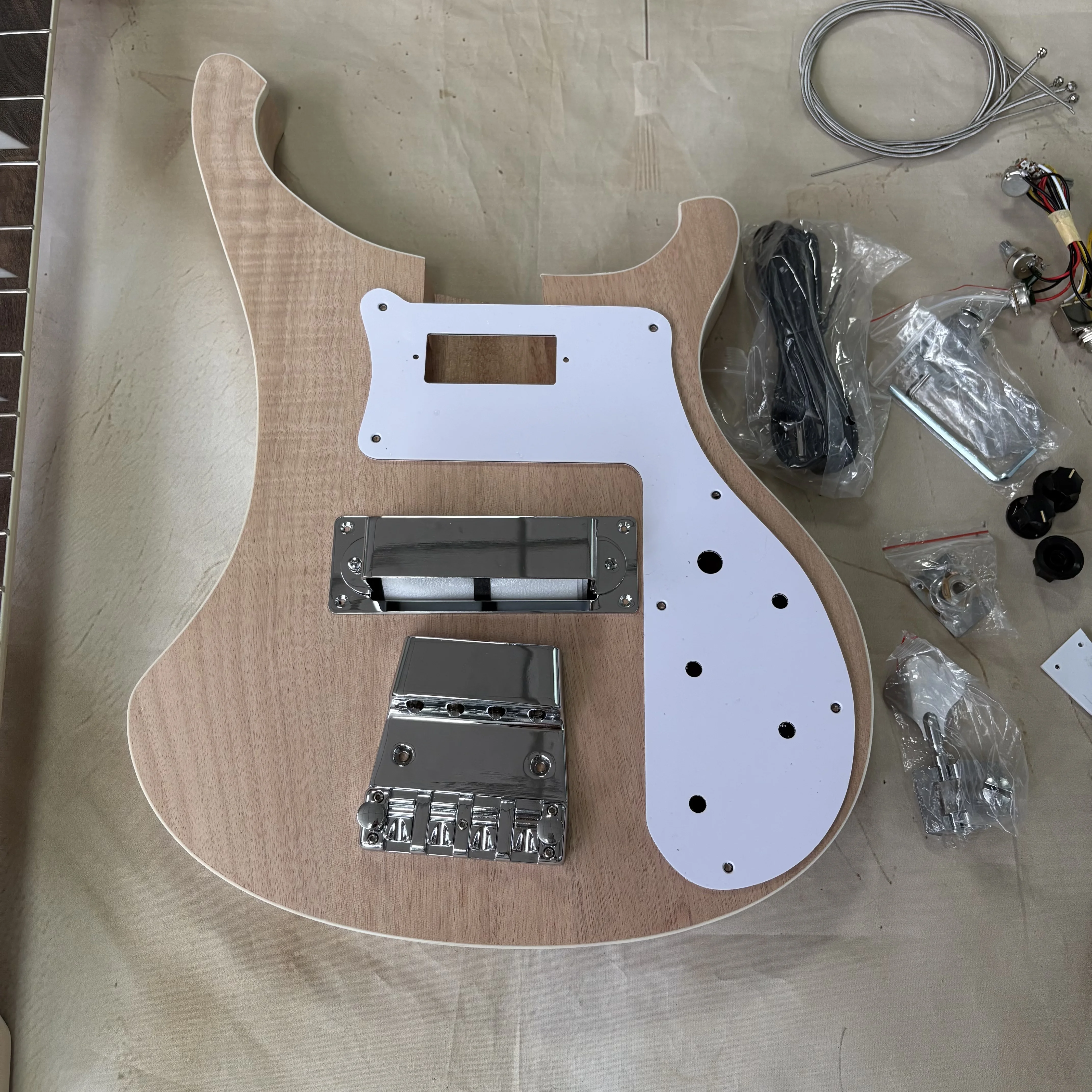 US Warehouse Unfinished Style Electric Bass DIY Kit Rosewood Fretboard Mahogany Body All Hardware Included Build Your Own Bass
