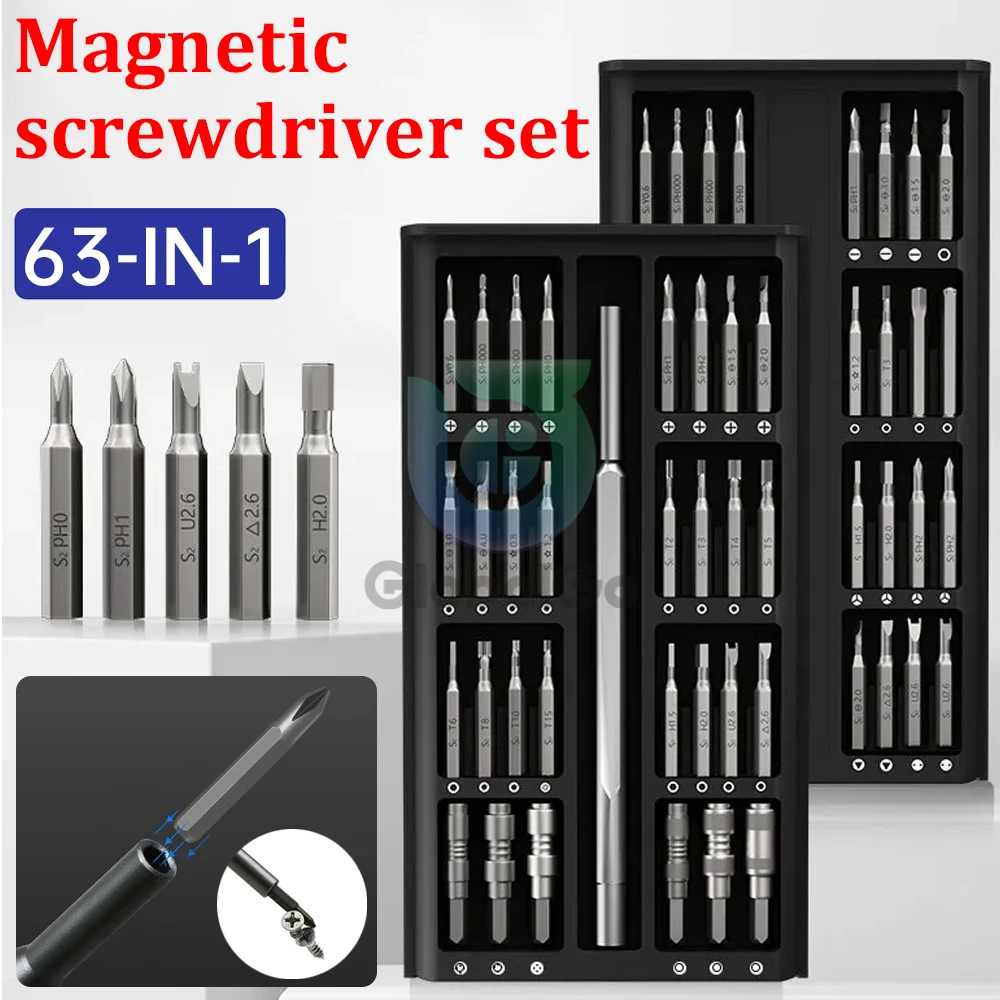 63 in 1 Precision Screwdriver Set Magnetic Manual Professional Kit Multifunctional Handmade Tool Precision Bits Hand Tools