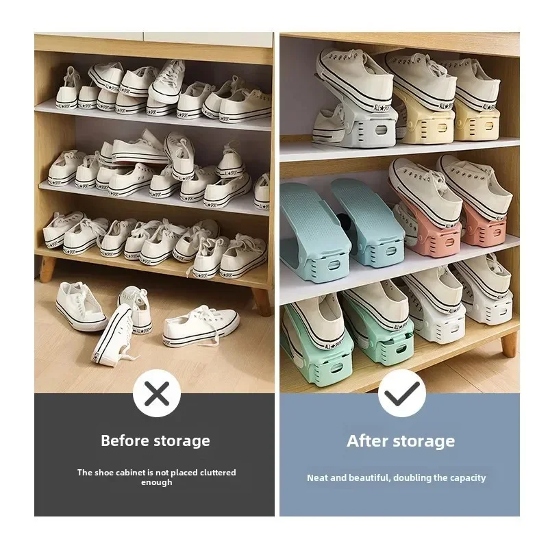 5/10Pcs Shoe Stacker Adjustable Shoe Slots Organizer Shoes Slots Space Saver Double Deck Rack Holder For Closet Organization Hot