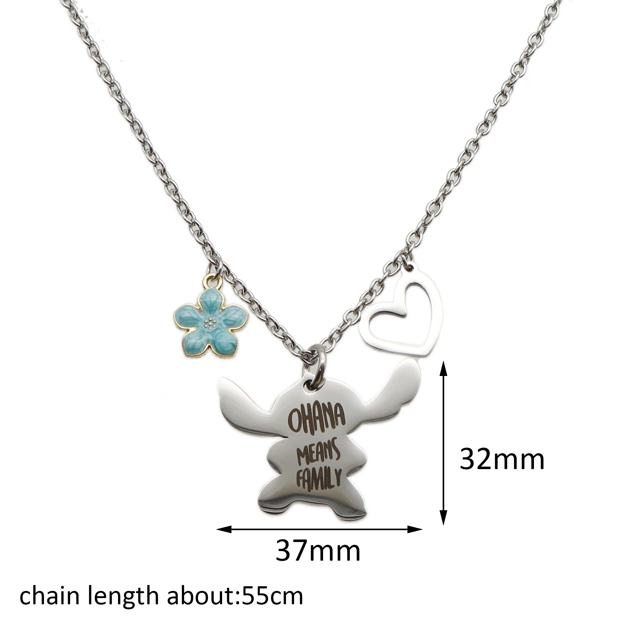 Disney Lilo Stitch Necklace Drop Oil Alloy Pendant Printed Keychain Pendant Handmade Alloy Necklace Jewelry Party Gift