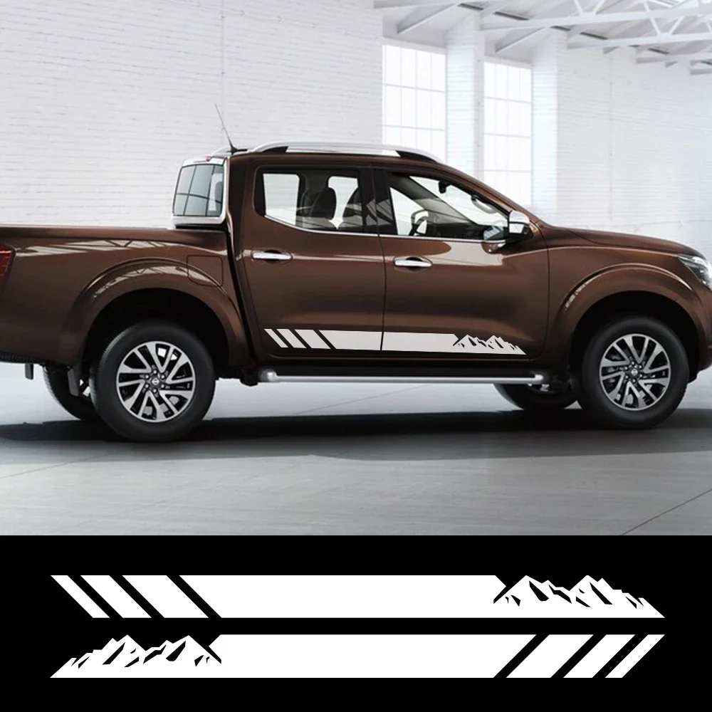 2PCS Car Door Side Stickers For Nissan Navara NP300 D21 D22 D23 D40 Accessories Tuning PIckup OFF ROAD Mountain Vinyl Decals