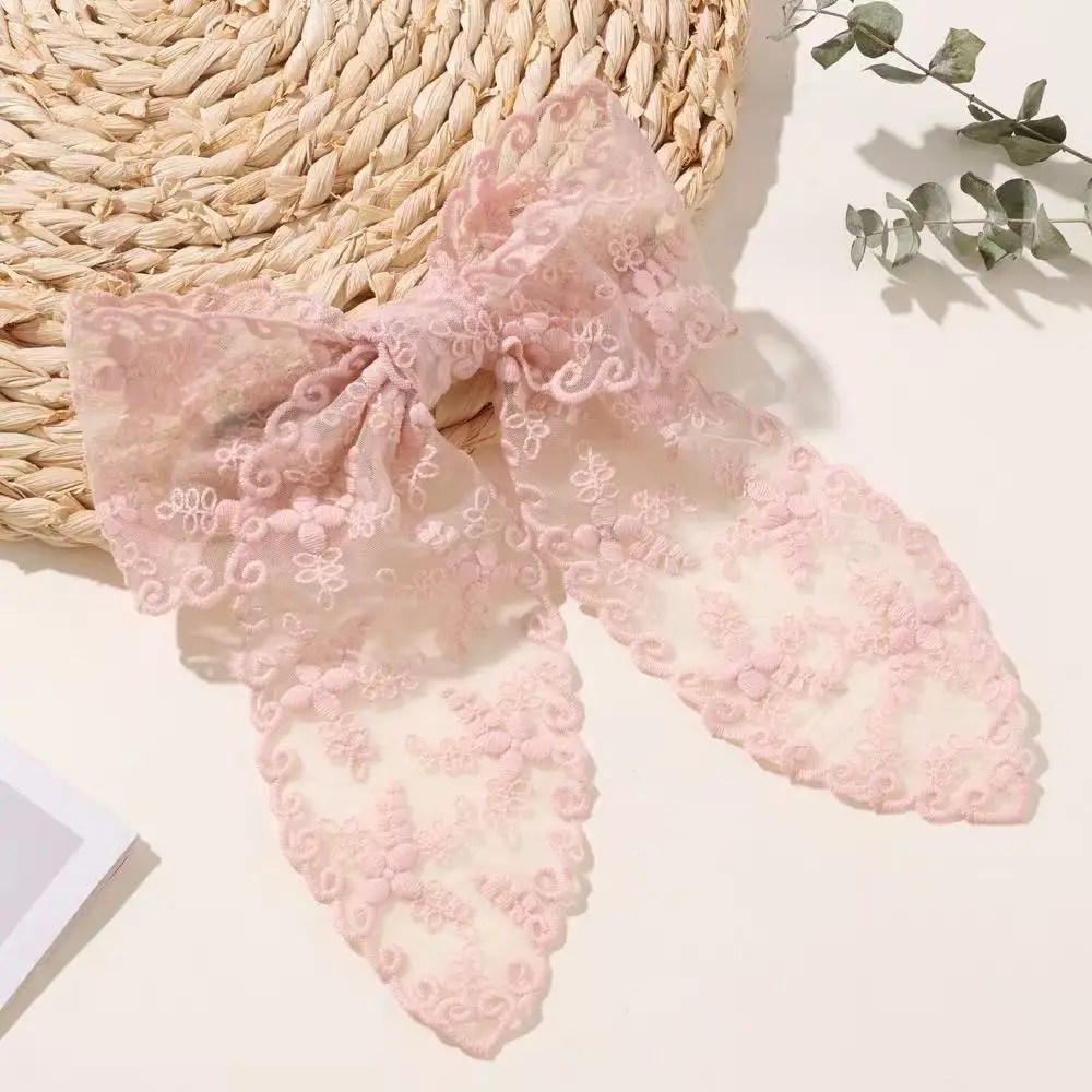 1PC super fairy lace hairpin, mesh four-leaf clover bow spring clip,European and American cross-border spring handmade headwear