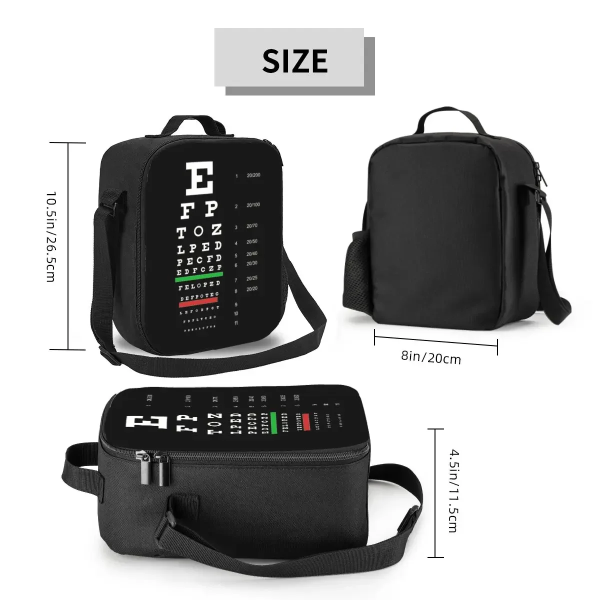 Snellen Eye Chart Insulated Lunch Bag for Women Optometrist Optician Cooler Thermal Lunch Box Office Picnic Travel