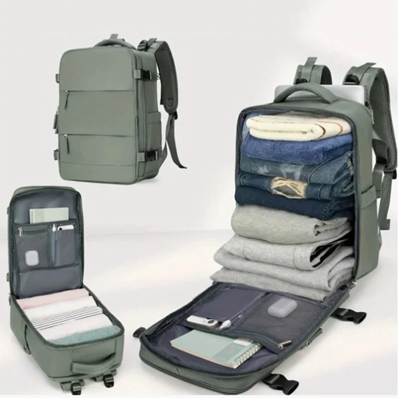 Women's Hiking Backpack with Independent Shoe Compartment 180° Zippered Design Laptop Sleeve Neutral Casual Backpack