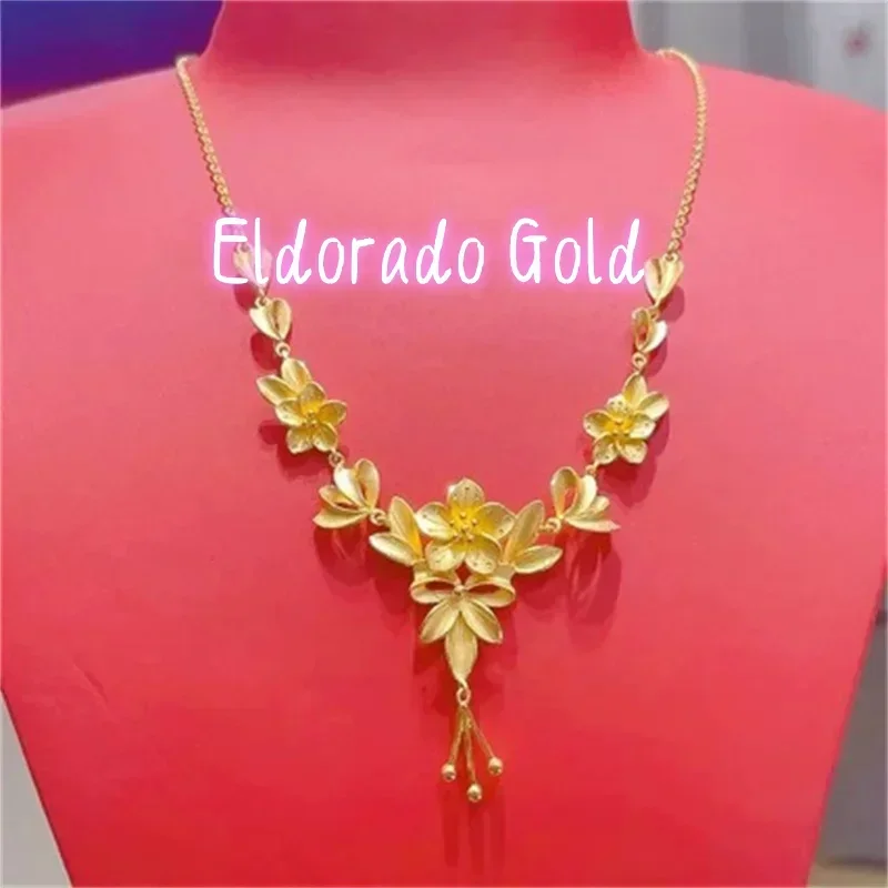 

Золотое колье Eldorado Gold 2025 AU750 18K с подвеской в виде бабочки и орхидеи, три цветка, символизирующие три жизненных периода, женственное, модное, универсальное колье.