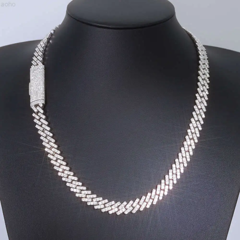 Wholesale 10mm Single Rows Fine Hip Hop Jewelry 925 Silver Iced Out Vvs Moissanite Pass Diamond Tester Cuban Link Chain