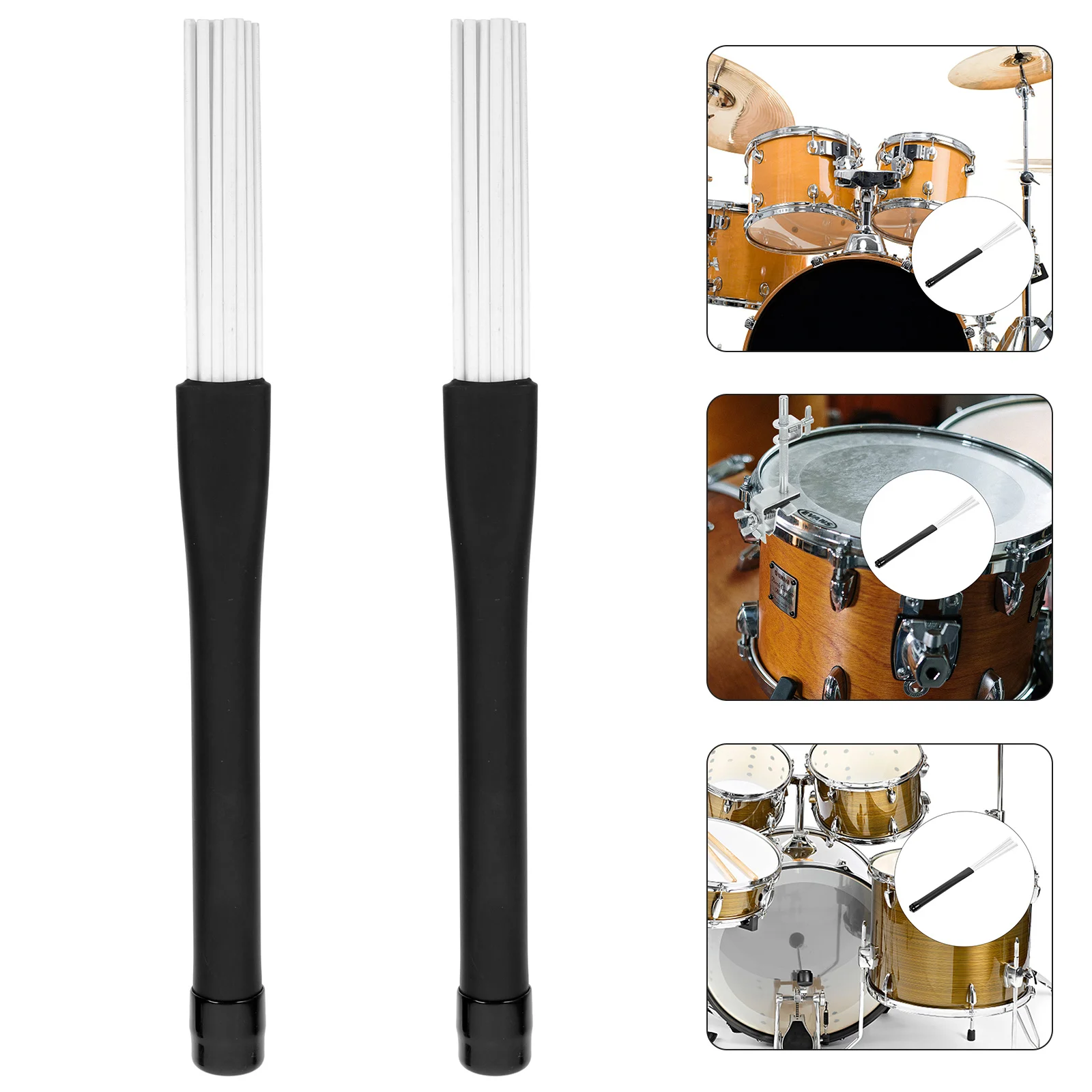 

1Pair Nylon Wire Drum Brush Durable Plastic Handle Jazz Drum Brush Set Convenient Percussion Instrument Accessory