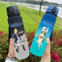 650ML Genshin Impact Game Figure Water Cup Portable Children's Plastic Outdoor Sports Large Capacity Anti-drip Water Bottle