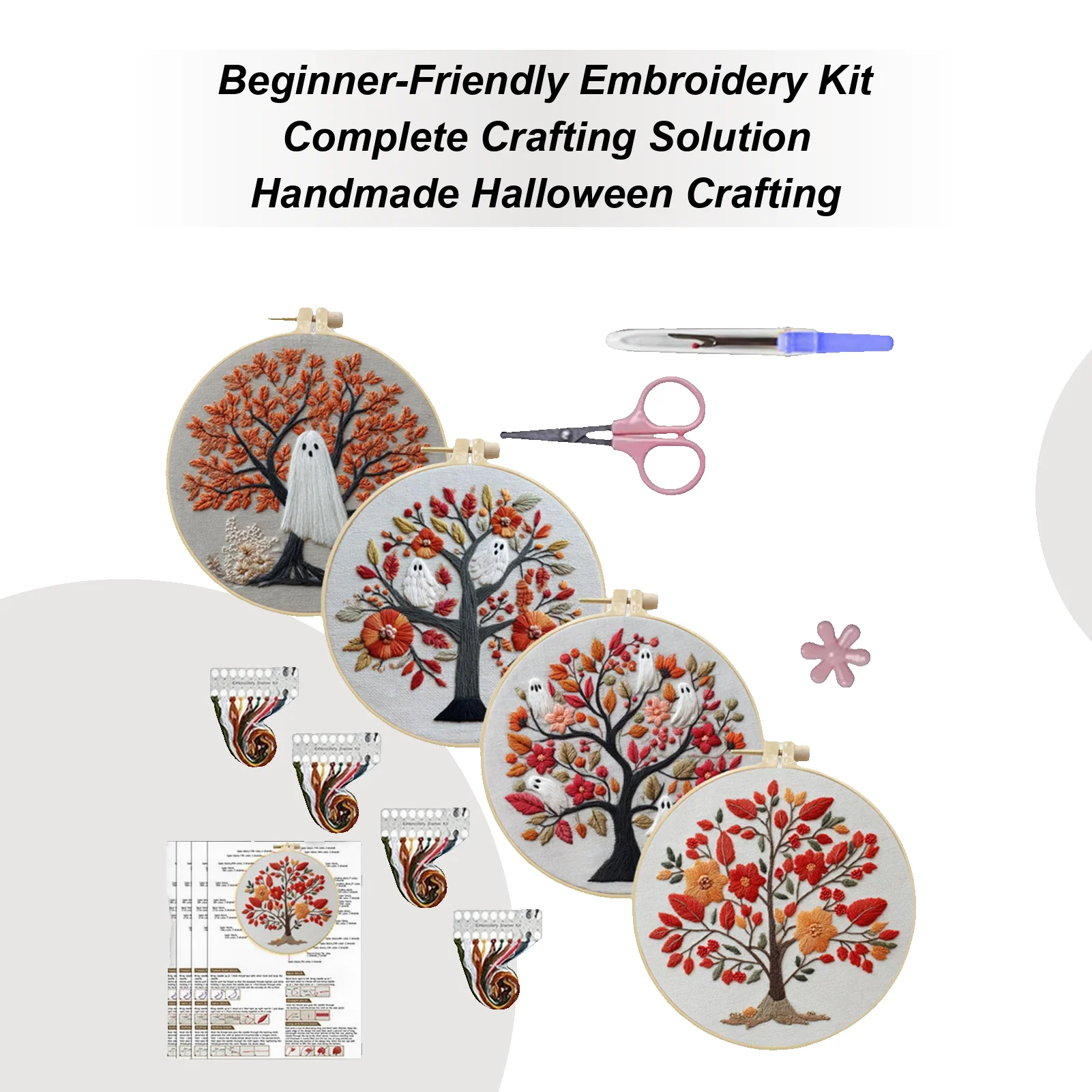 

Набор для вышивания Хэллоуина, готический набор для вышивания Хэллоуина для начинающих, аксессуары для рукоделия для праздничного костюма, вечеринки