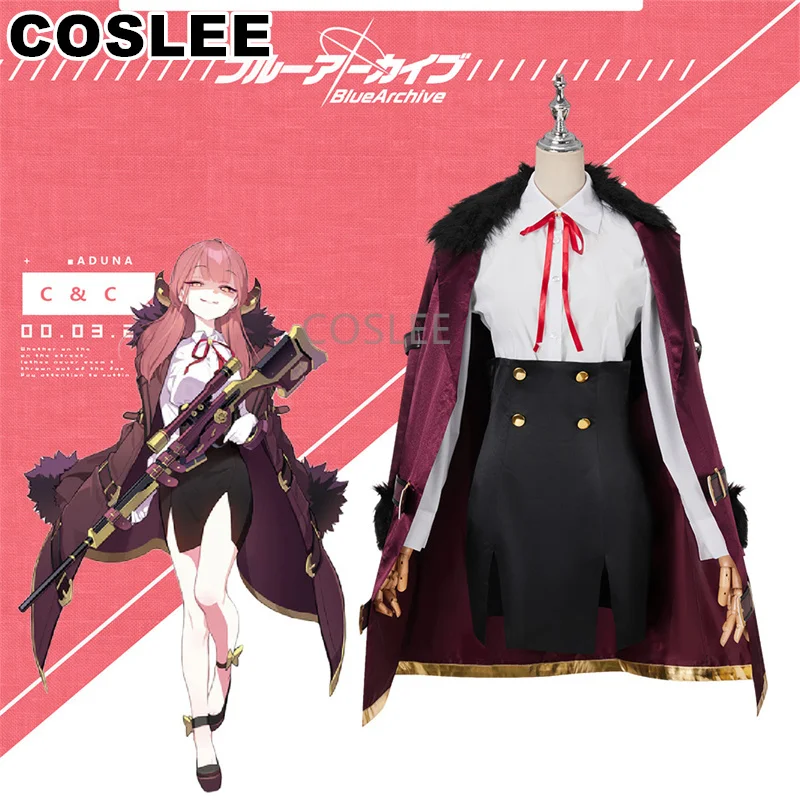 COSLEE Blue Archive Rikuhatima Aru Cosplay Costume Game Suit Uniform Coat Top Skirt Halloween Party Outfit XXS-3XL New