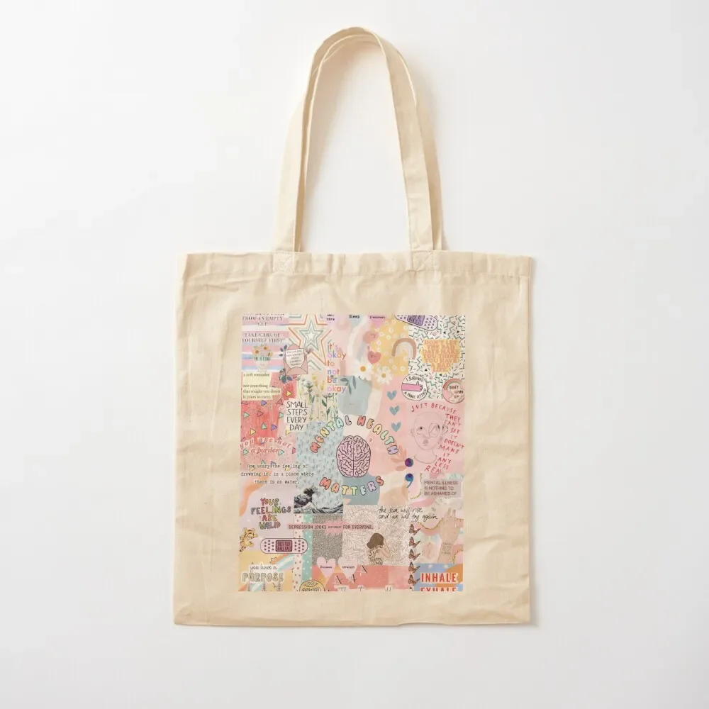 Mental Health Matters Collage Tote Bag shopper bag women canvas cloth bag woman tote women