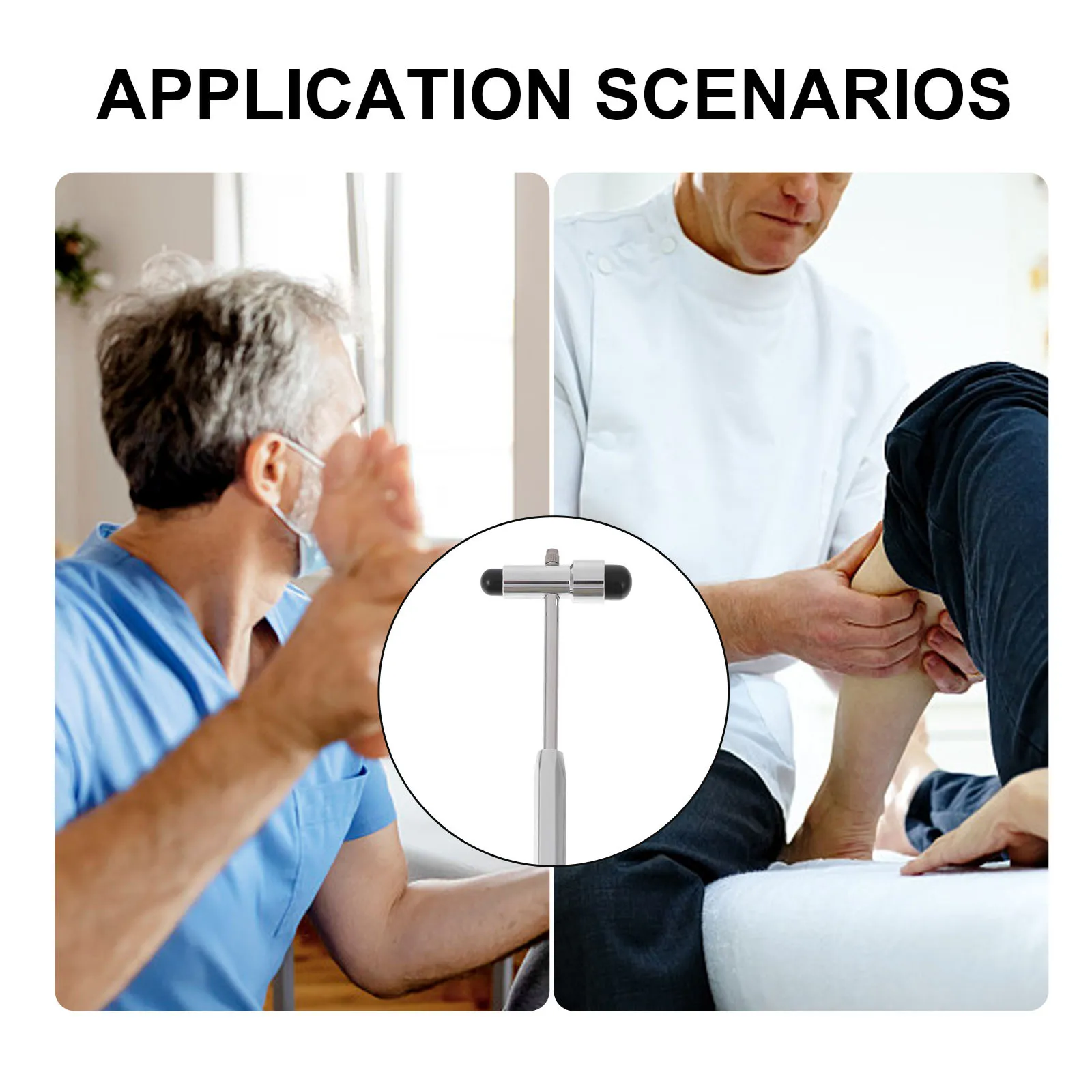 

1pc Neurological Reflex Hammer Dual- -Shape With Nail Pin Multi-Function Silicone Mallet Zinc Alloy Handle Medical