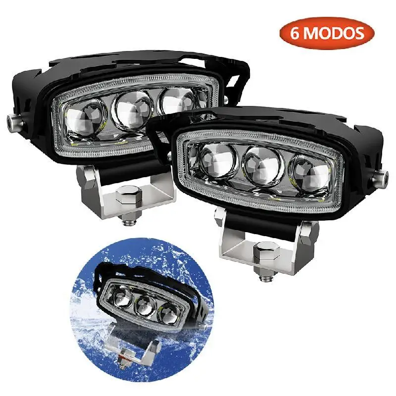 New Motorcycle 6-mode Spotlight 6000K 3000K 18 LED Off-road Driving Light Devil's Eye 20000LM Truck ATV 4x4 Work Light