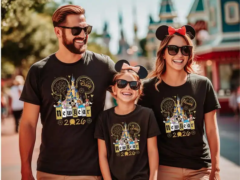 

Ringing In The New Year Shirt 2026 Hello T-Shirt, Mickey & Minnie Couple Tee, Family New Year Party Sweatshirt