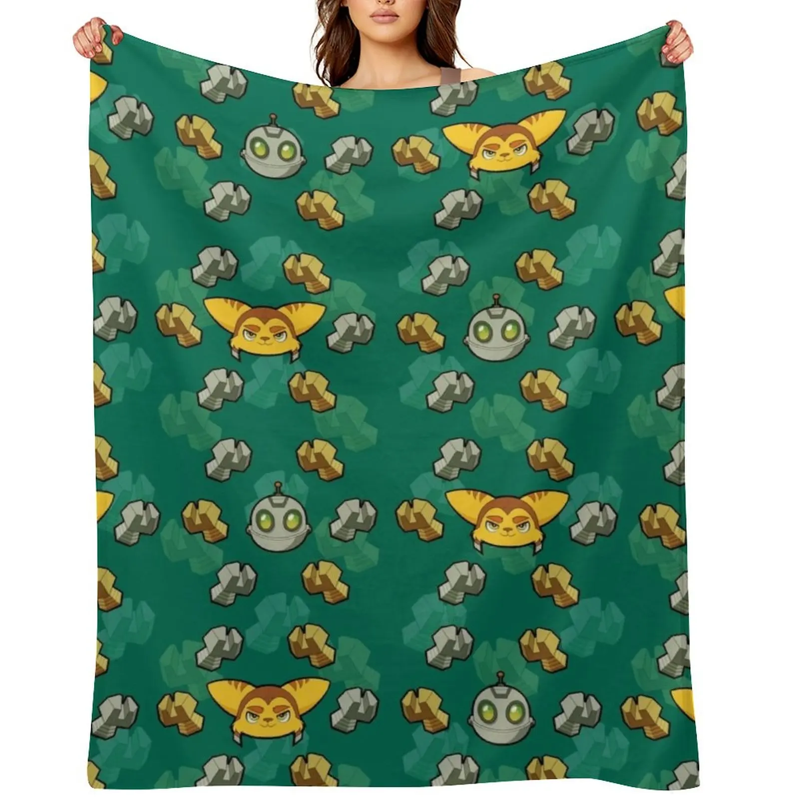 

Ratchet and clank pattern Throw Blanket Thermals For Travel Picnic Large Bed Fashionable Blankets
