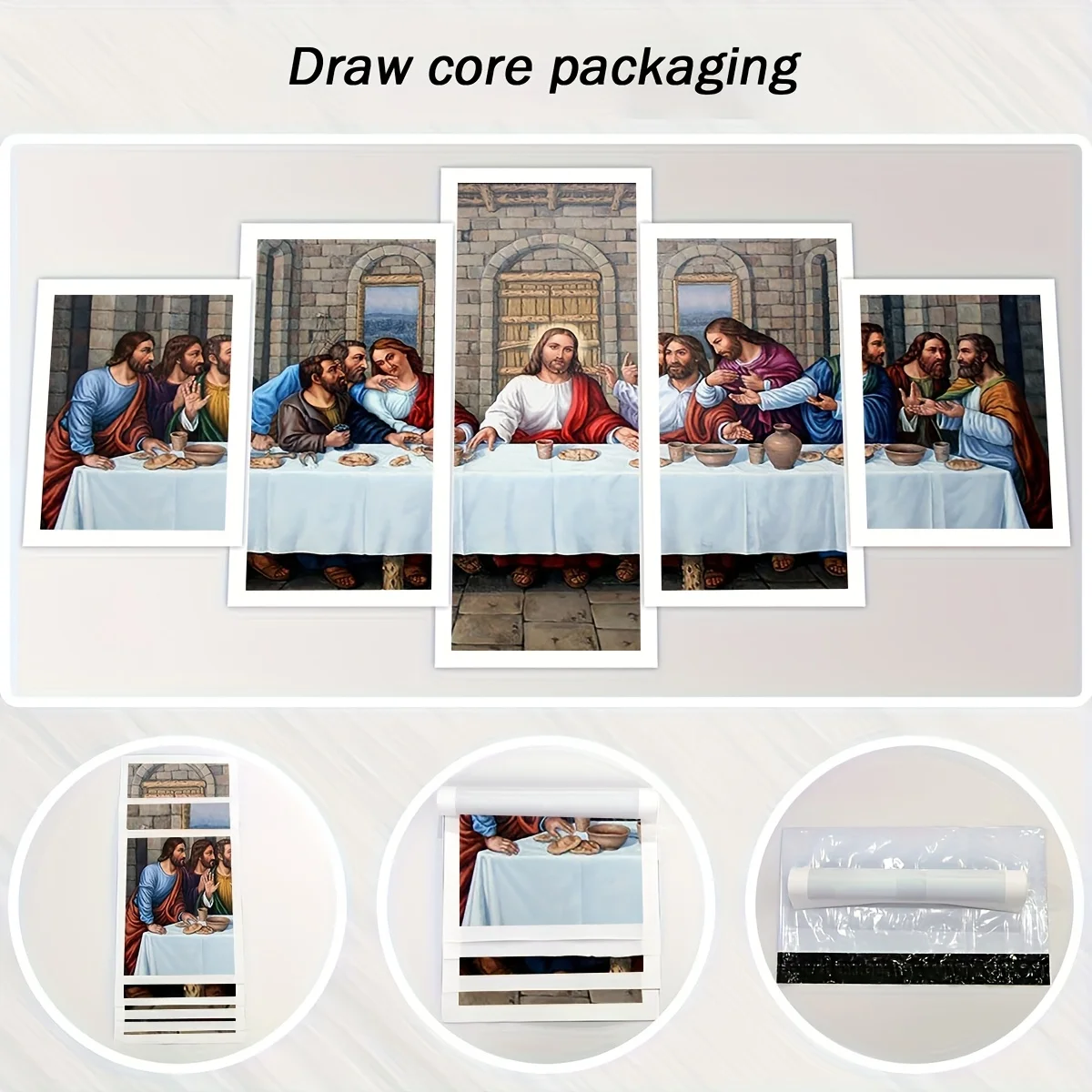 5 قطع خمر يسوع المسيح "العشاء الأخير" قماش الفن يطبع، ديكور جدار ديني لغرفة النوم، غرفة المعيشة، المكتب، Framele #4