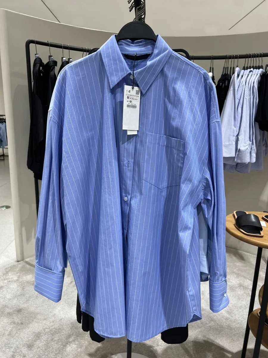 Spring Autumn Women's New Casual Striped Cotton Shirt Versatile Loose Fit  Collar Long Sleeve Breathable Comfortable 8365771