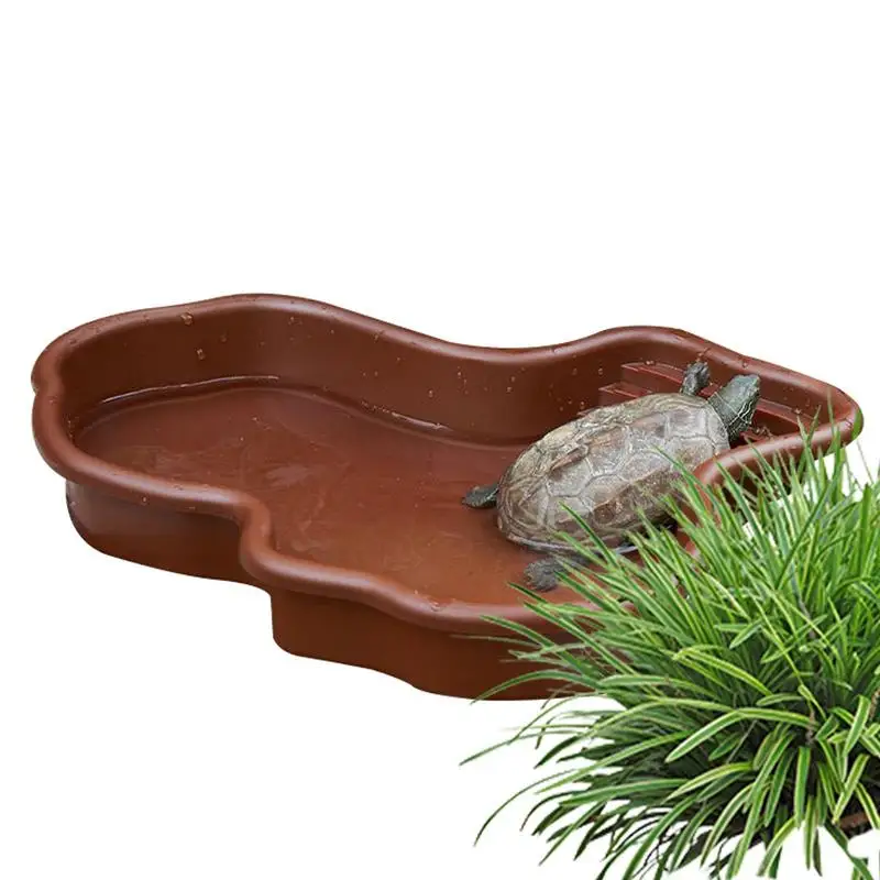 Turtle Feeding Dish Pet Feeder Bowl Crawler Pet Feeder Basin Reptile Bathing Pool With Ramp Aquarium Ornament pet Accessories