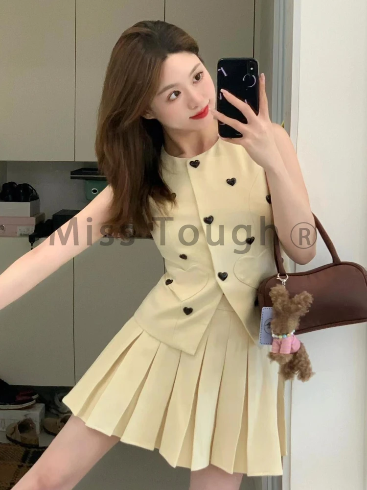 Elegant Vintage High Street 2 Piece Set Women Solid Casual Chic Mini Skirt Suit Female Slim Tops+High-waisted Skirt Summer New