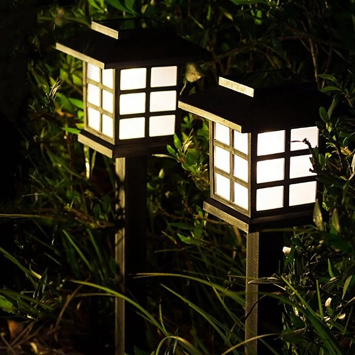 LED Solar Lamp para exterior, impermeável, Pathway, Lawn Lights, Jardim, Paisagem, 2pcs