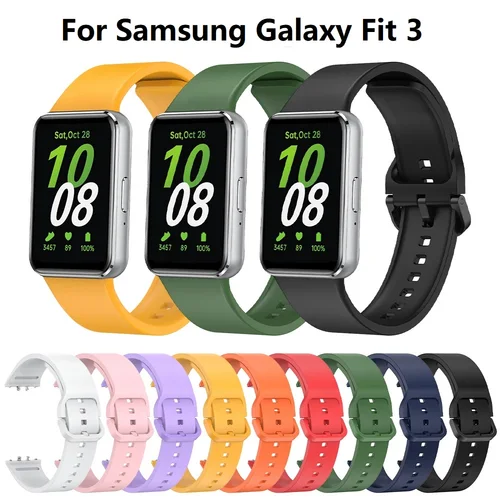 Imagen 2 del producto Correa de silicona para reloj inteligente, pulsera de goma para Samsung Galaxy Fit 3, accesorios deportivos