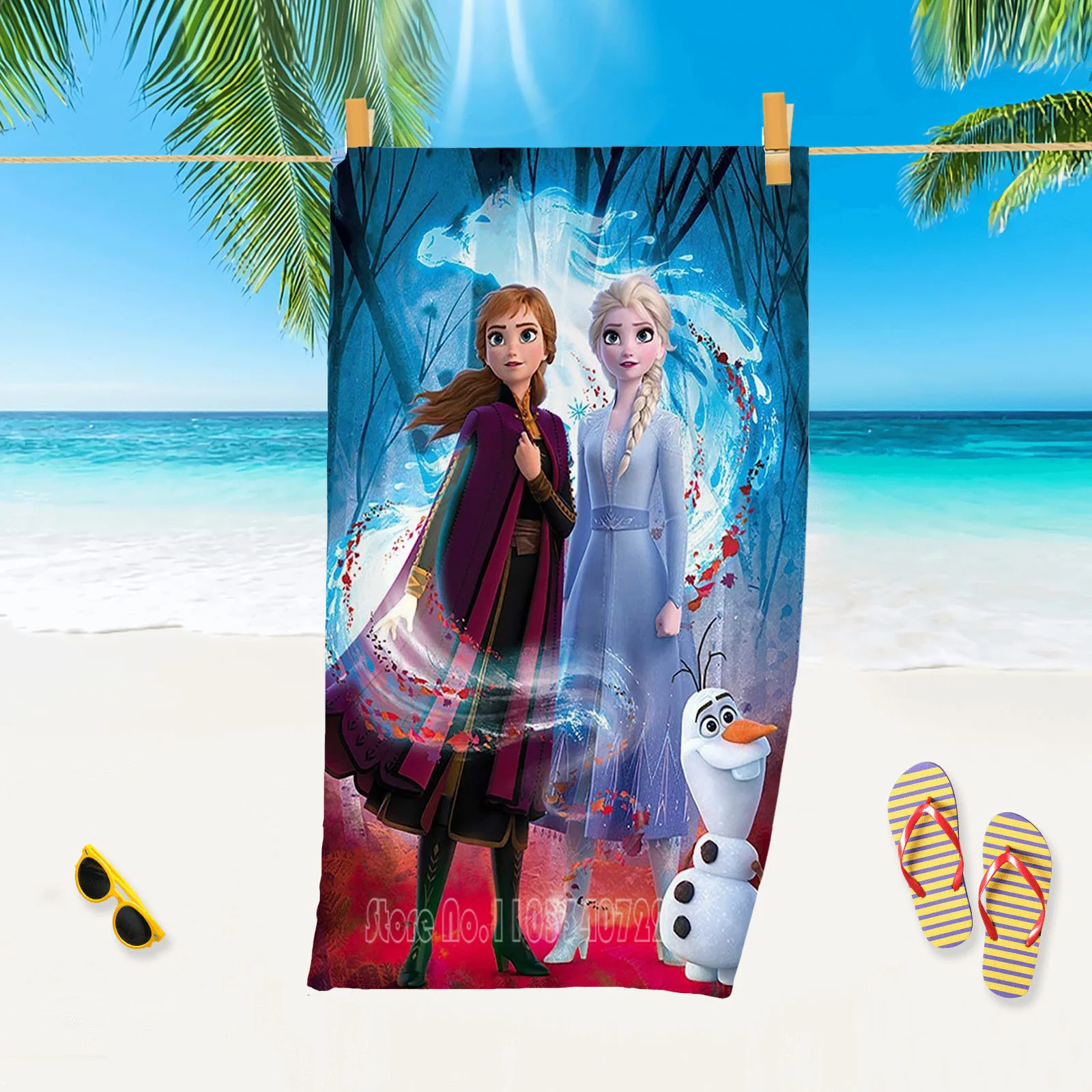 Disney Frozen Princess Beach Towel Elsa Anna Bath Towels Microfiber Swimming Towel Decor for Adults Kids Gift 75x150cm