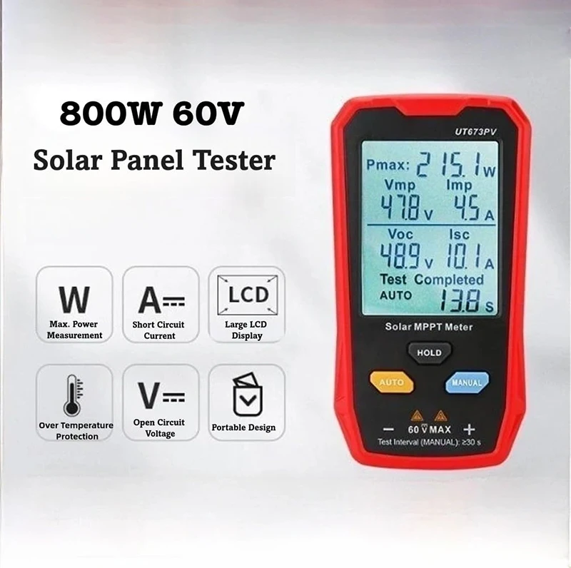 New Solar Panel Tester 800W Solar Panel Multimeter Photovoltaic Solar Power Meter  MPPT Open Circuit Voltage for Troubleshooting