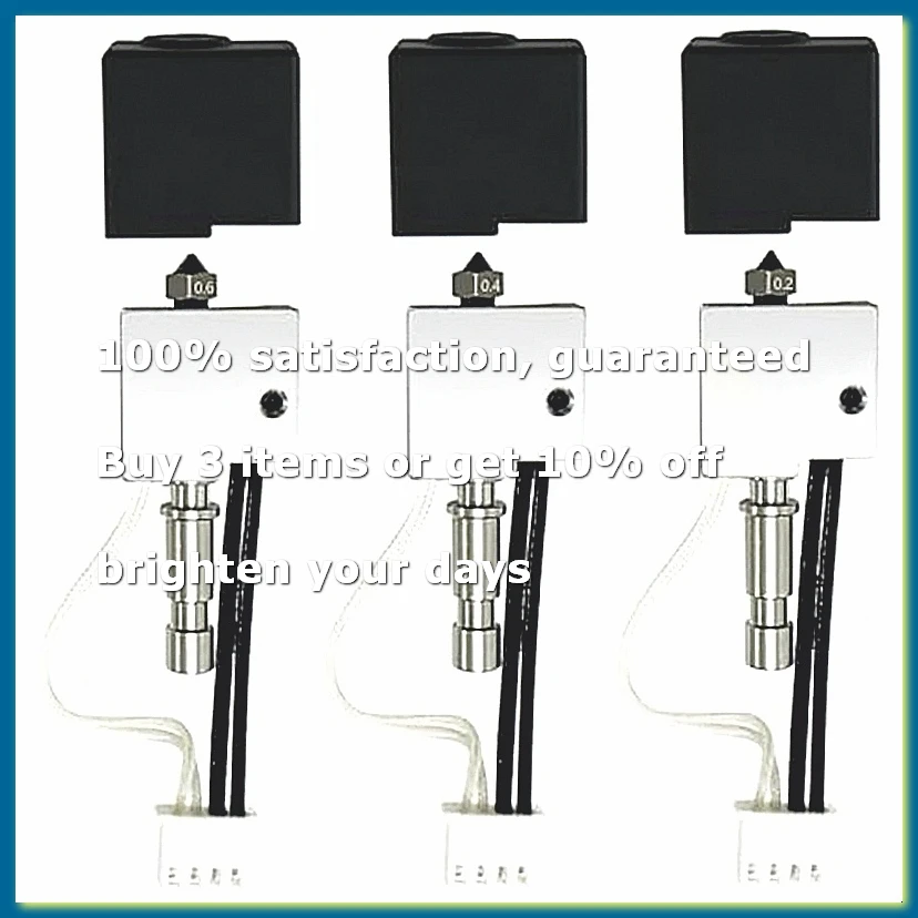 3pcs 0.2/0.4/0.6MM Print Head Extruder Kit Hot End Heater Block Heating Rod Thermistor Nozzle for S1