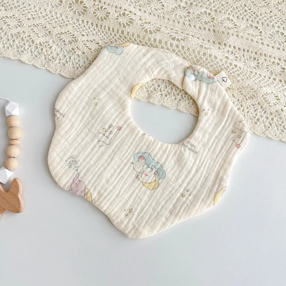 

Cartoon Anti-vomiting Bibs Cotton Yarn Flower Shape Baby Cotton Bibs Rotatable Round Neck Baby Drooling Bibs