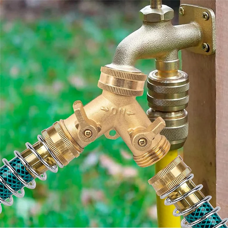 

A26F-садовый шланг Y-разветвитель из латуни, соединение 3/4 дюйма с защитными удлинителями шланга со спиральной пружиной из 2 предметов