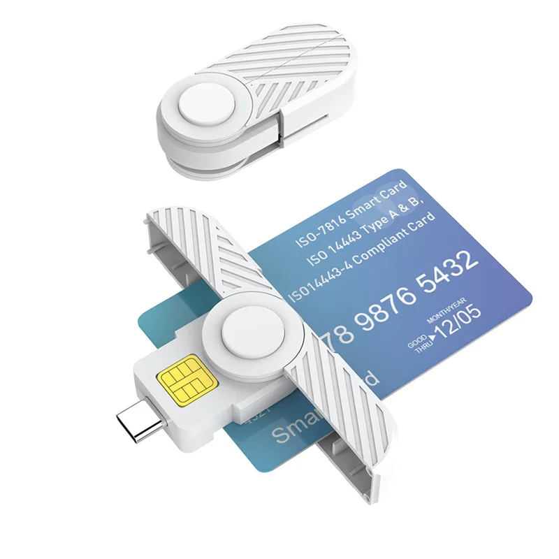 Lector de tarjetas con chip bancario GFR5-IC compatible con teléfonos inteligentes MacOS, blanco