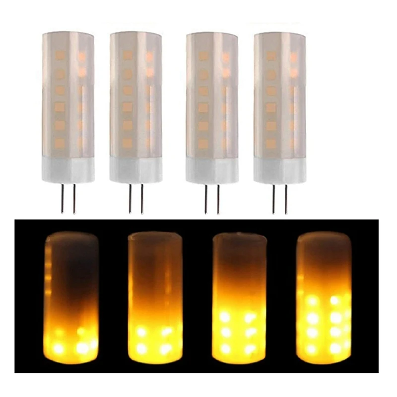 4 Pcs G4 Bulbs 1400-1800K 12V Low Voltage Flame Lamp Atmosphere Decoration Holiday Bulb Chandelier Crystal Bulb DC12V