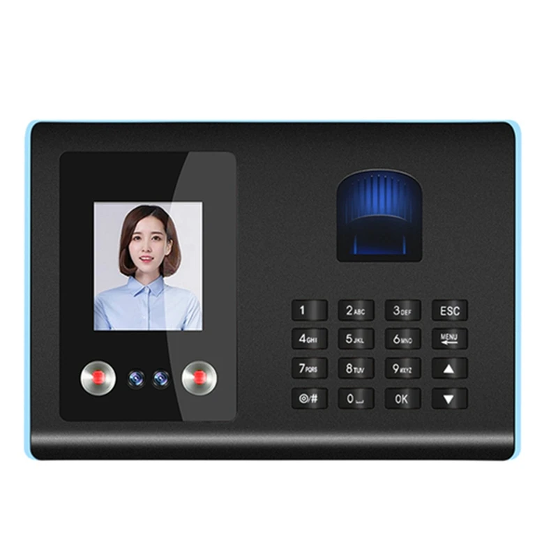 Smart Attendance Machine Face Fingerprint Password Checking-In Recorder For Employees Voice Prompt Durable Easy Install EU Plug