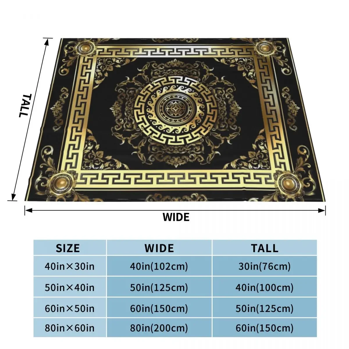 Baroque Gold Black Greek Key Meander Throw Blanket funny gift Luxury Designer Blanket throw blanket for sofa