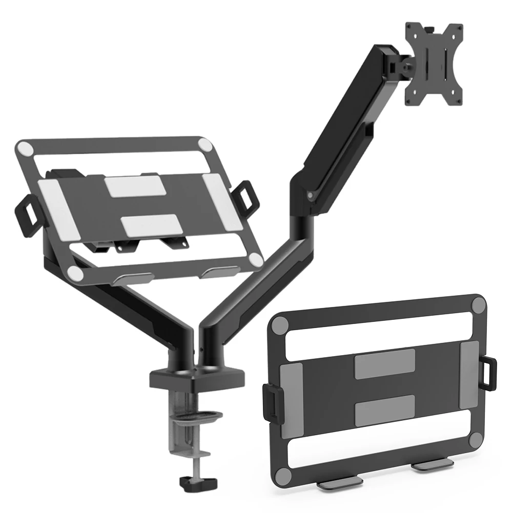 Dual Monitor Stand with C Clamp Monitor Desk Mount Holds Up To 19.8lbs Grommet Mounting Base for 13 To 32 Inch Computer Screens