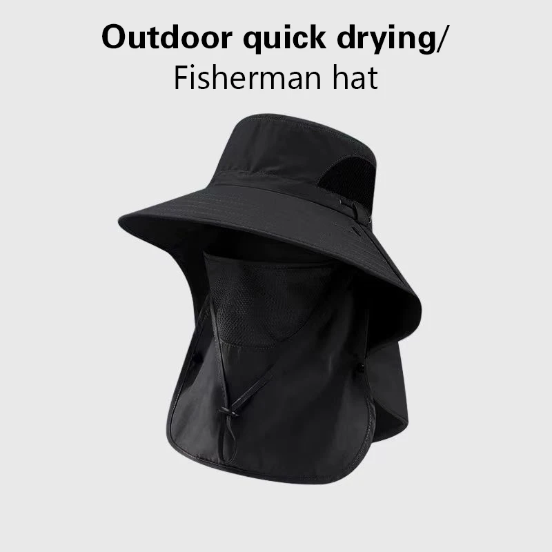 Fashion Summer Sun Hats UV Protection Outdoor Hunting Fishing Sun Cap Wide Brim Breathable Removable Fisherman Hat