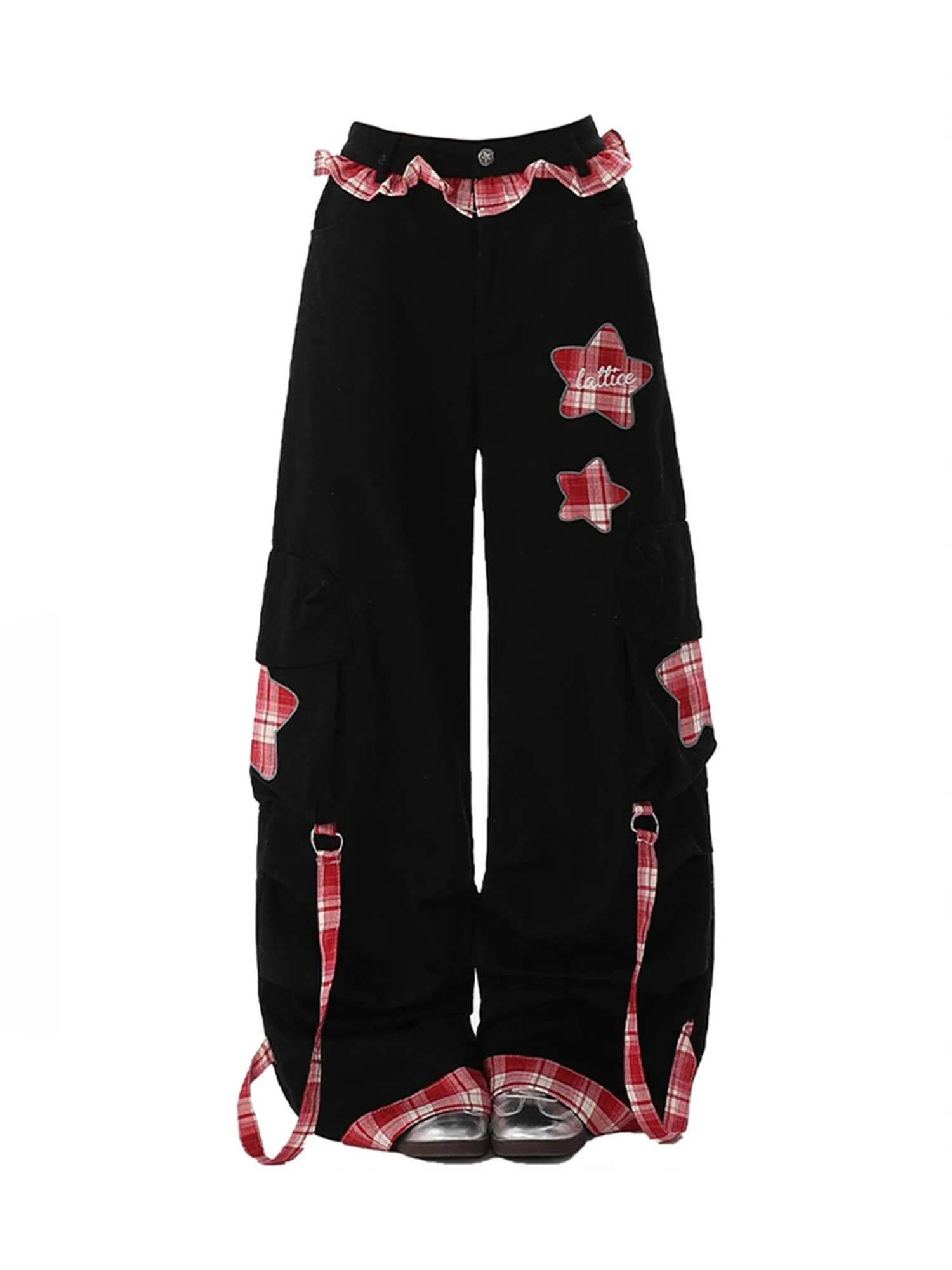 

Женские серые спортивные штаны, мешковатые штаны со звездами, танцевальные штаны в стиле Харадзюку, японский стиль 2000-х годов, Y2k, винтажные брюки большого размера, одежда на осень