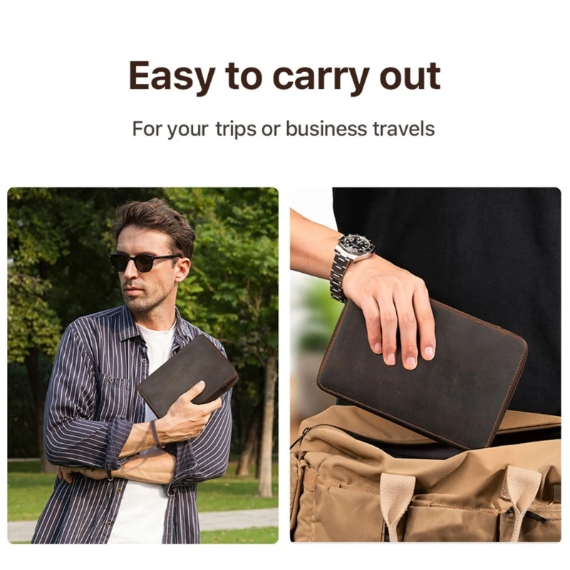 

G7NC Elegant Watch Band Organizers Protects 12 Straps PU Leather Case with Most Brands Compact Size for Bags or Luggage